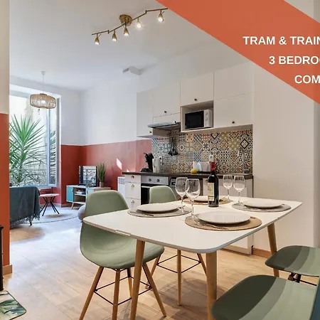 Cosy And Trendy 3 Bedrooms Train Tramway Apartament Nicea
